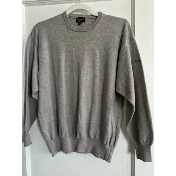 Men's Burberry Golf X-tra Fine Merino Wool Crewneck Sweater, Gray, SMALL